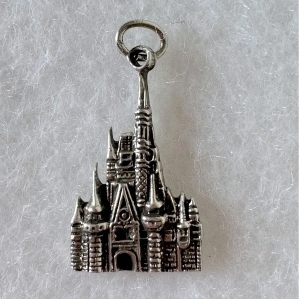Disney 925 Sterling Silver Cinderella Castle Bracelet Charm Necklace Pendant